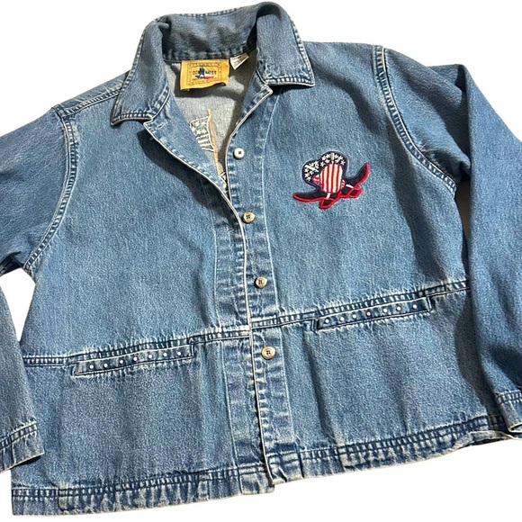 DON'T MESS WITH TEXAS Vtg Denim Blue Jean Jacket Embroidery & Beading Medium - Picture 8 of 12